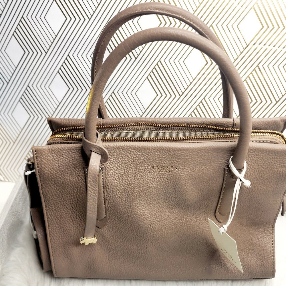 RADLEY LONDON LIVERPOOL STREET SMOOTH LEATHER SATCHEL IN THE COLOR MINK